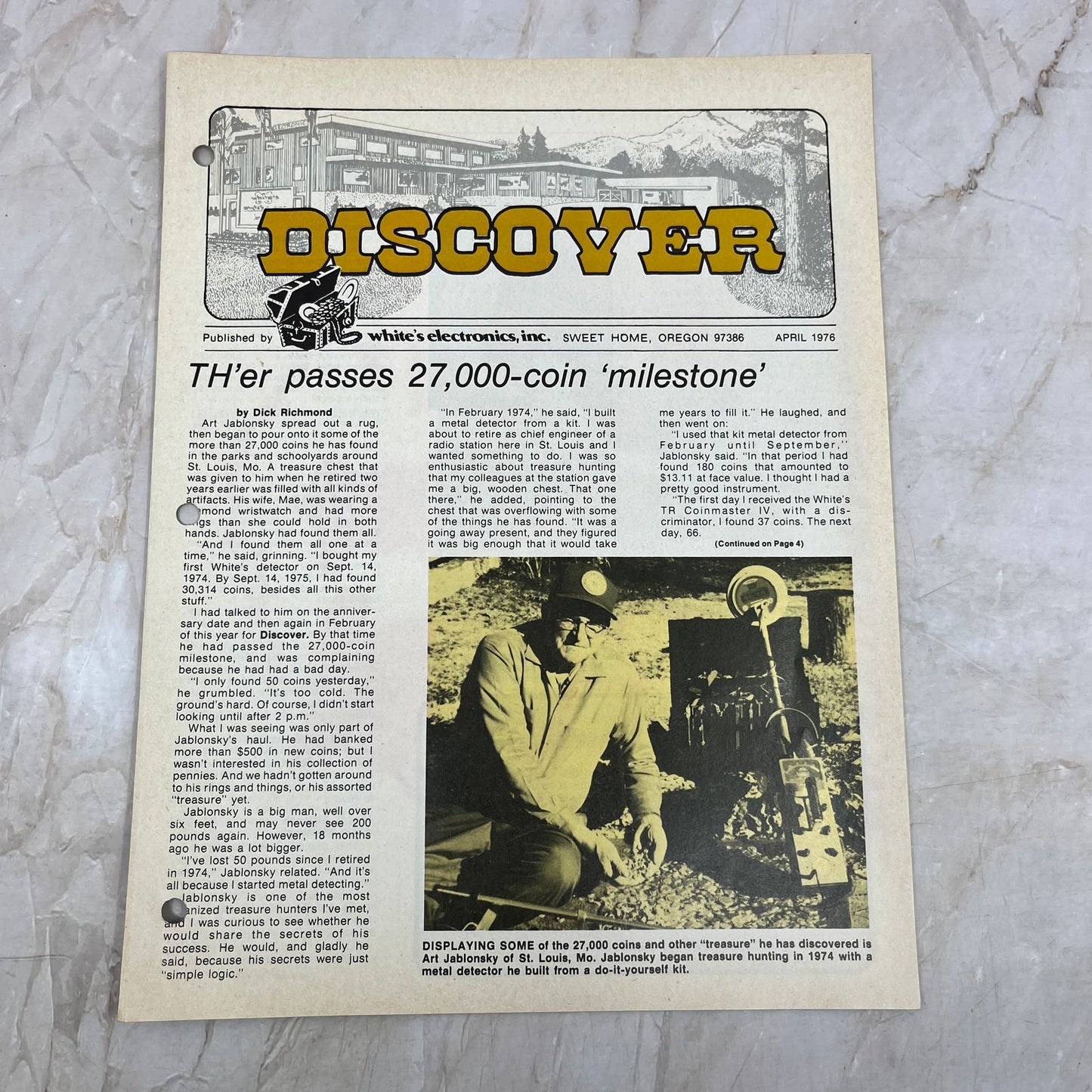 1976 Apr White's Electronics Discover Newsletter Metal Detectors Treasure M19
