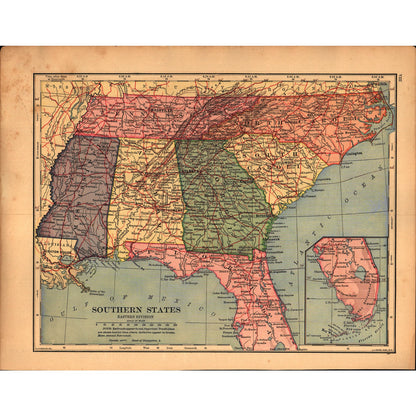 Central States & Southern States Double Sided 1901 Map V14-1
