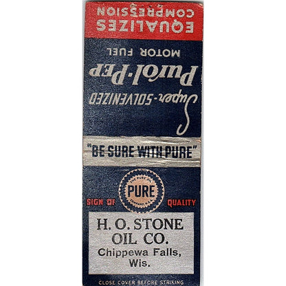 H.O. Stone Oil Co Chippewa Falls WI Vintage Matchbook Cover SF3-Y8