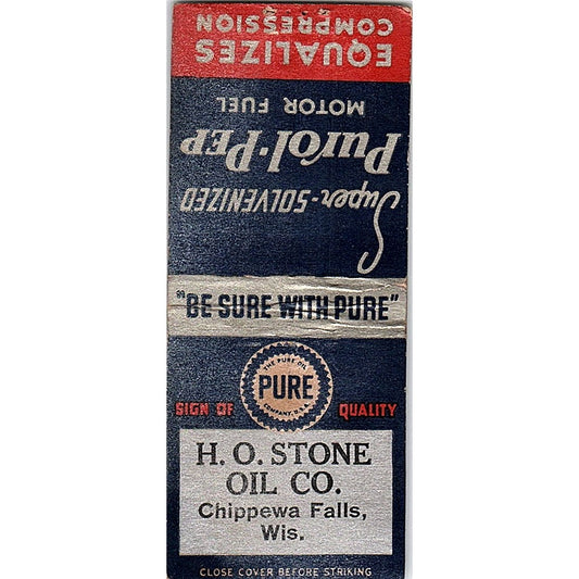 H.O. Stone Oil Co Chippewa Falls WI Vintage Matchbook Cover SF3-Y8