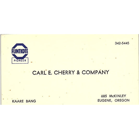 Carl E Cherry & Company Kaare Bang Eugene Oregon Vintage Business Card SB4-B9