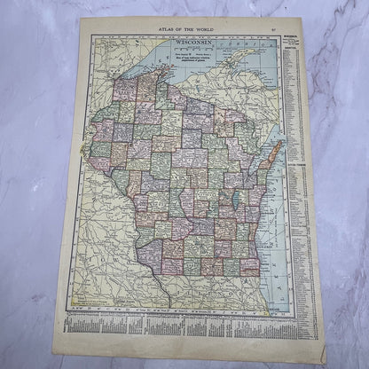 Map of Minnesota, Wisconsin Double Sided 1910 Print V14-7