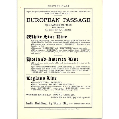 European Passage White Star, Holland-America & Leyland Line - 1904 Ad AF5-6