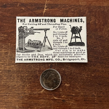 Armstrong Pipe Cutting Machines Bridgeport CT Original Advertisement AD8-P29