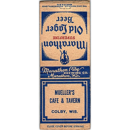 Mueller's Cafe & Tavern Colby WI Vintage Matchbook Cover SF3-Y3