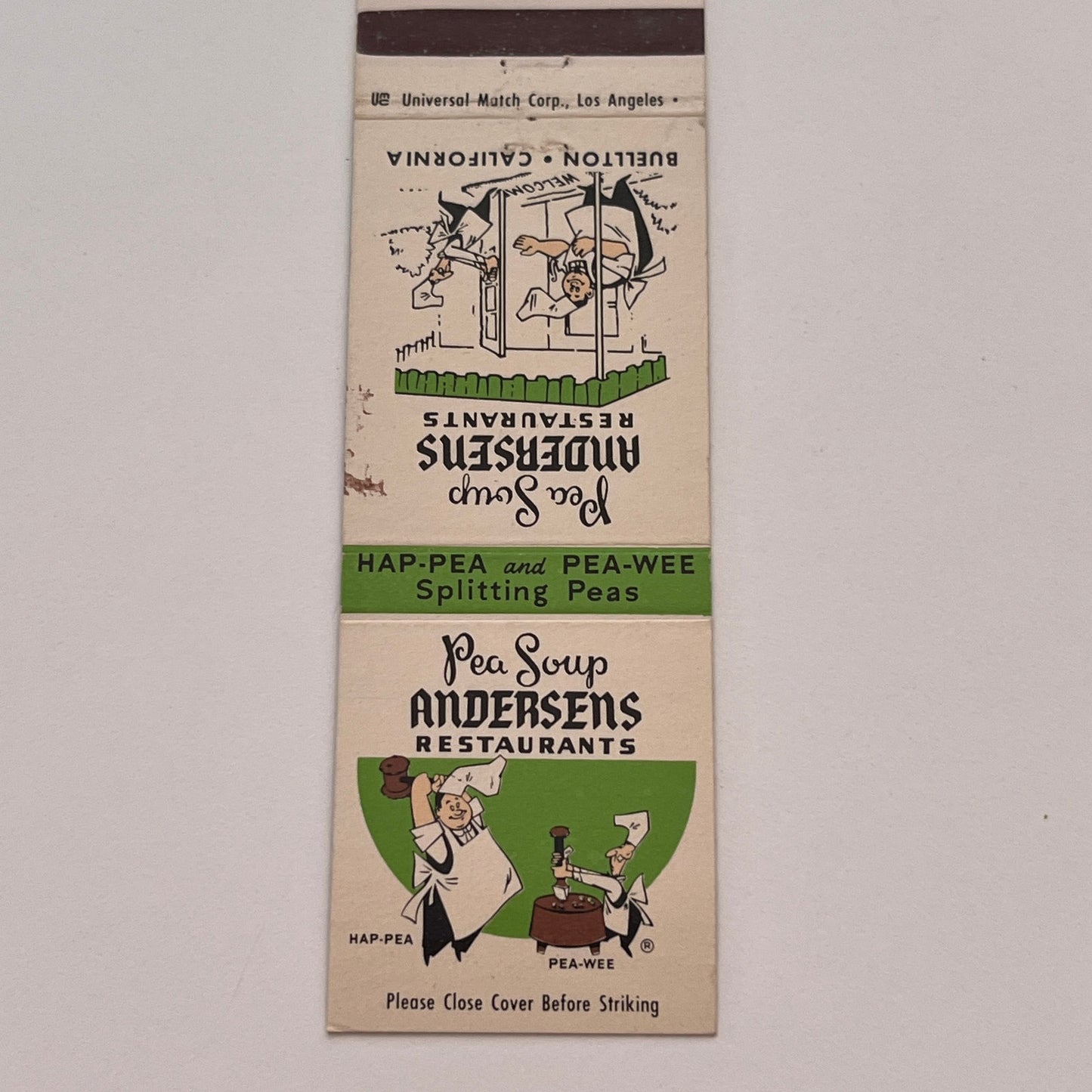 Andersen's Pea Soup Restaurants Buellton CA Vintage Matchbook Cover TB6-MB2-3