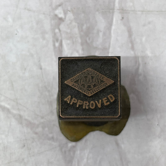 California State AAA Approved Copper Vtg Letterpress Printers Block Plate SF5-S