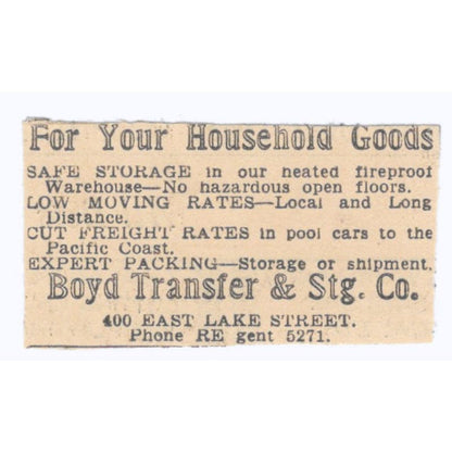 Boyd Transfer & Stg. Co. East Lake Street 1935 Minneapolis Journal Ad AE7-H3
