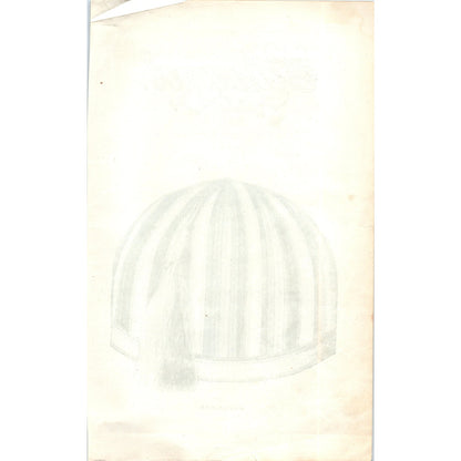 Pre-Civil War Fashion Greek Cap Hand Tinted 1857 Original Engraving D19-5
