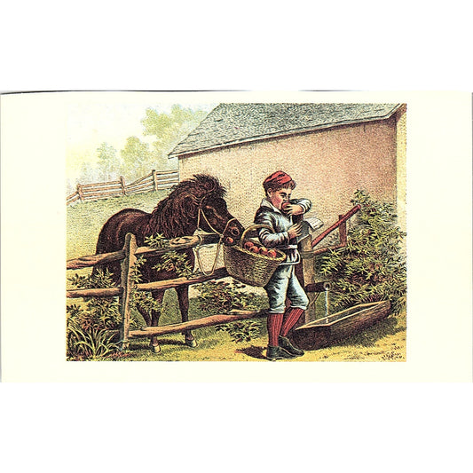 Victorian Horse and Boy Eating Apples by American School Art Print 4x6 V19