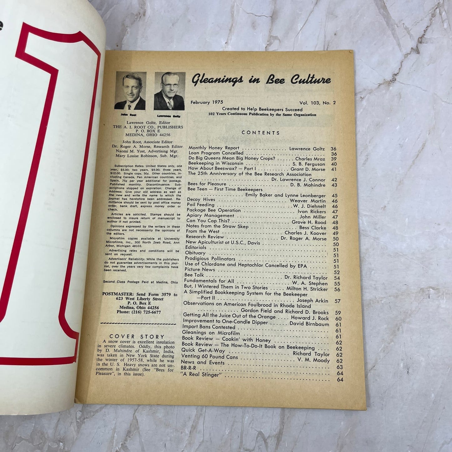 1975 Feb - Gleanings in Bee Culture Magazine - Bees Beekeeping Honey M9