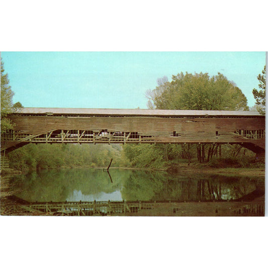 Jackson Bridge Sugar Creek Parke County IN Vintage Covered Bridge Postcard PD3