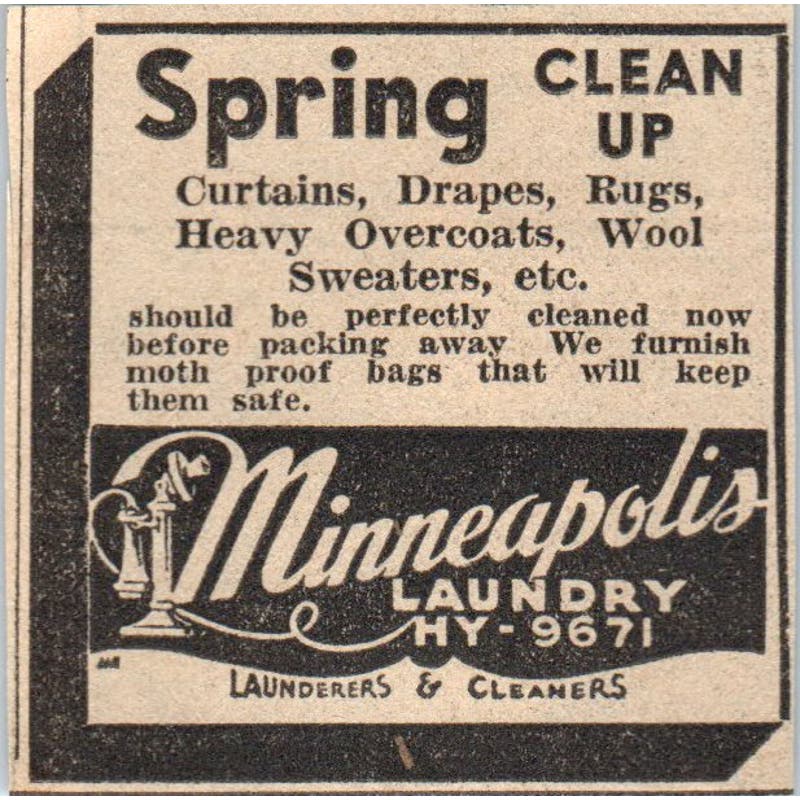 Minneapolis Laundry Launderers & Cleaners 1935 Minneapolis Journal Ad AE7-H2