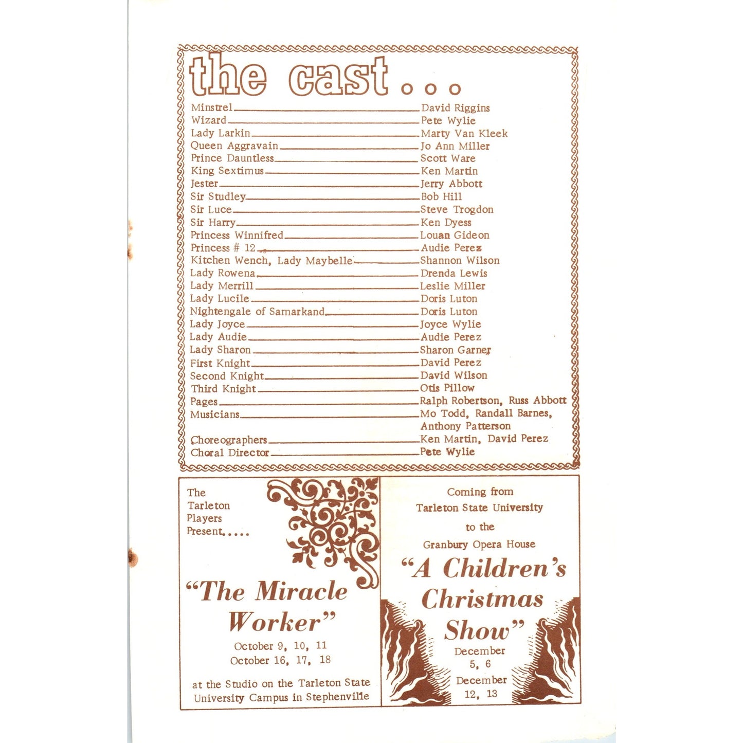 Granbury Opera House - Once Upon a Mattress Program AB8-RS1