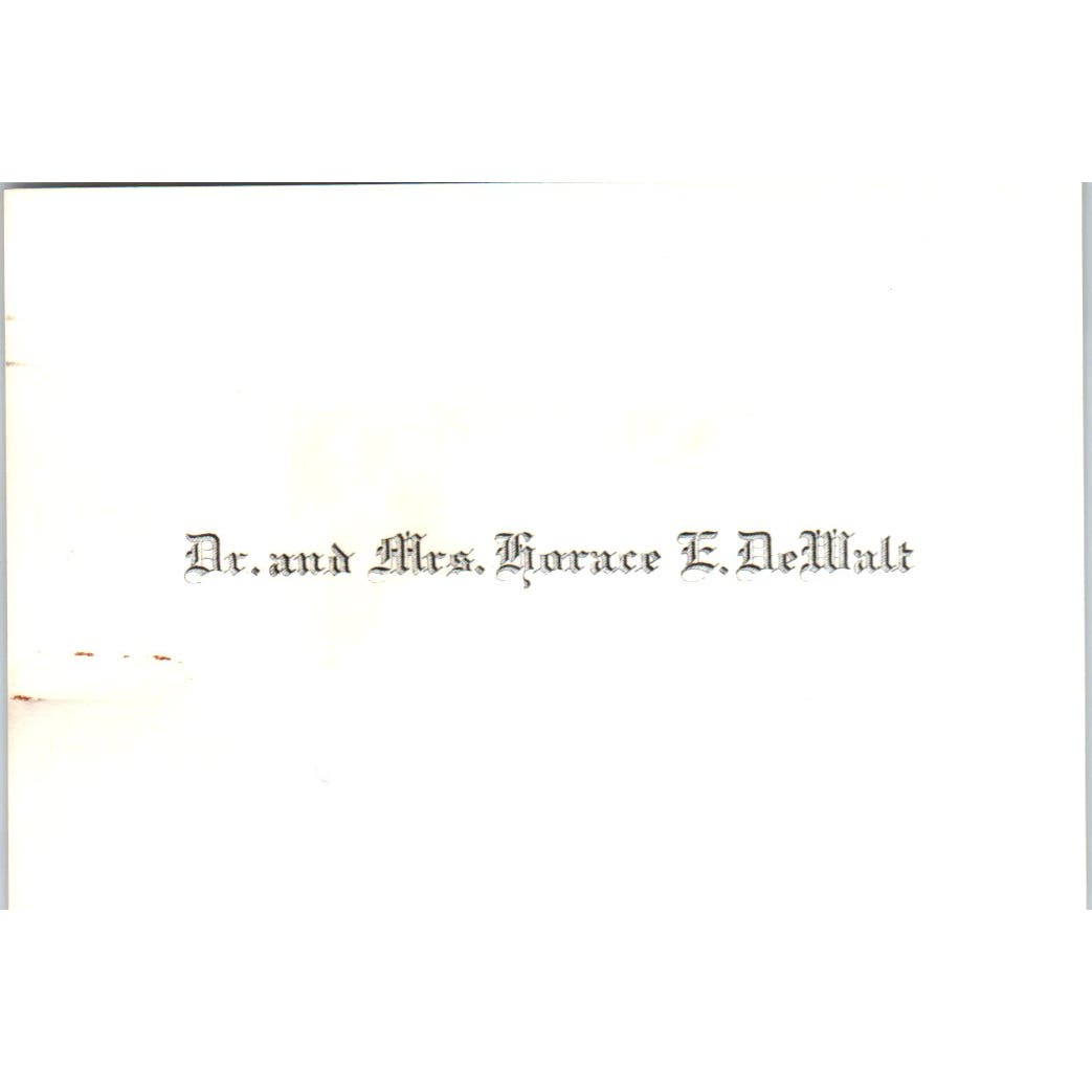 Dr. and Mrs. Horace E. DeWalt Vintage Calling Card AF1