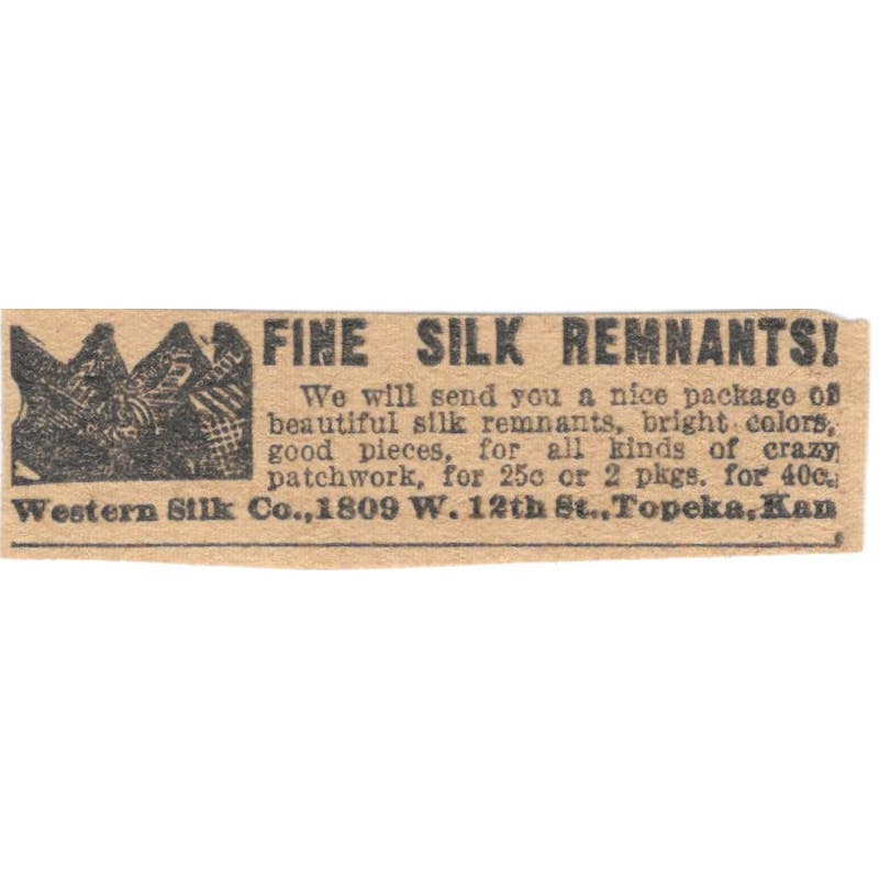 Western Silk Co Topeka KS Fine Silk Remnants 1923 Magazine Ad Clip AE1-8
