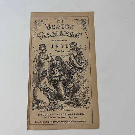 Boston Almanac Engraved Title Page 1871 Boston Almanac Clipping SAI2-H3