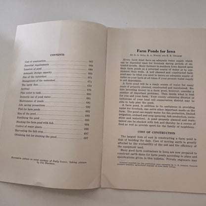 Farm Ponds for Iowa 1950 Ames IA Farm Bulletin TK2-XB5