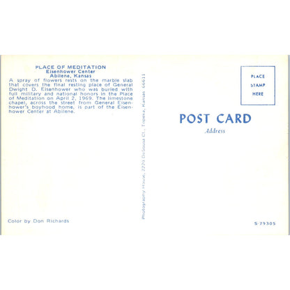 Eisenhower Center - Place of Meditation Abilene Kansas Vintage Postcard PC13