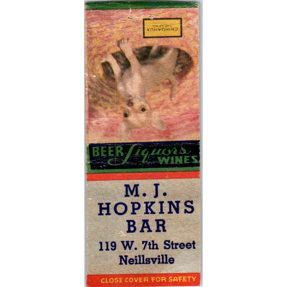 M.J. Hopkins Bar Neillsville WI Vintage Matchbook Cover SD2-Y10