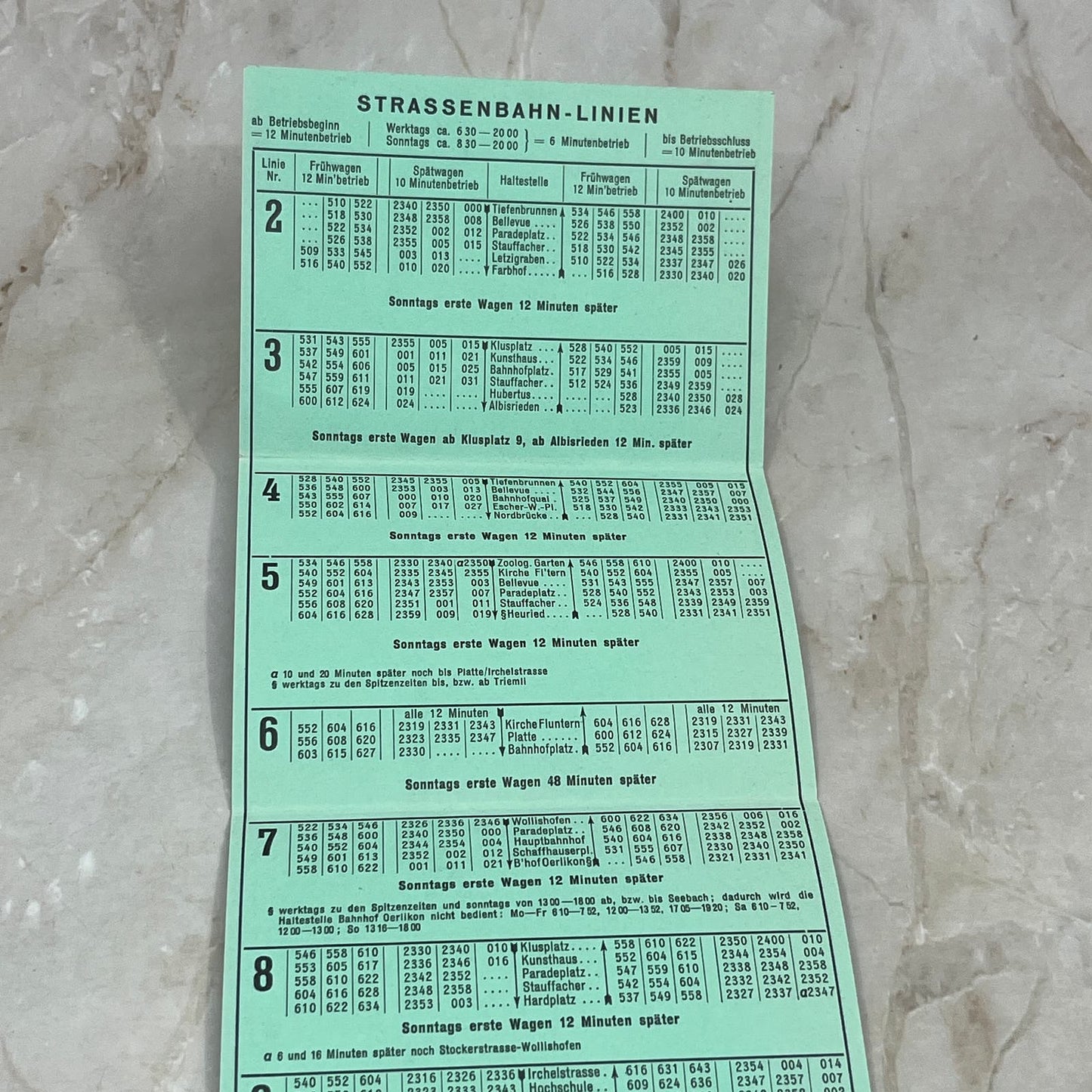 1958 Zurich Germany Transportation Strassenbahn Autobus Trolleybus Timetable AE3