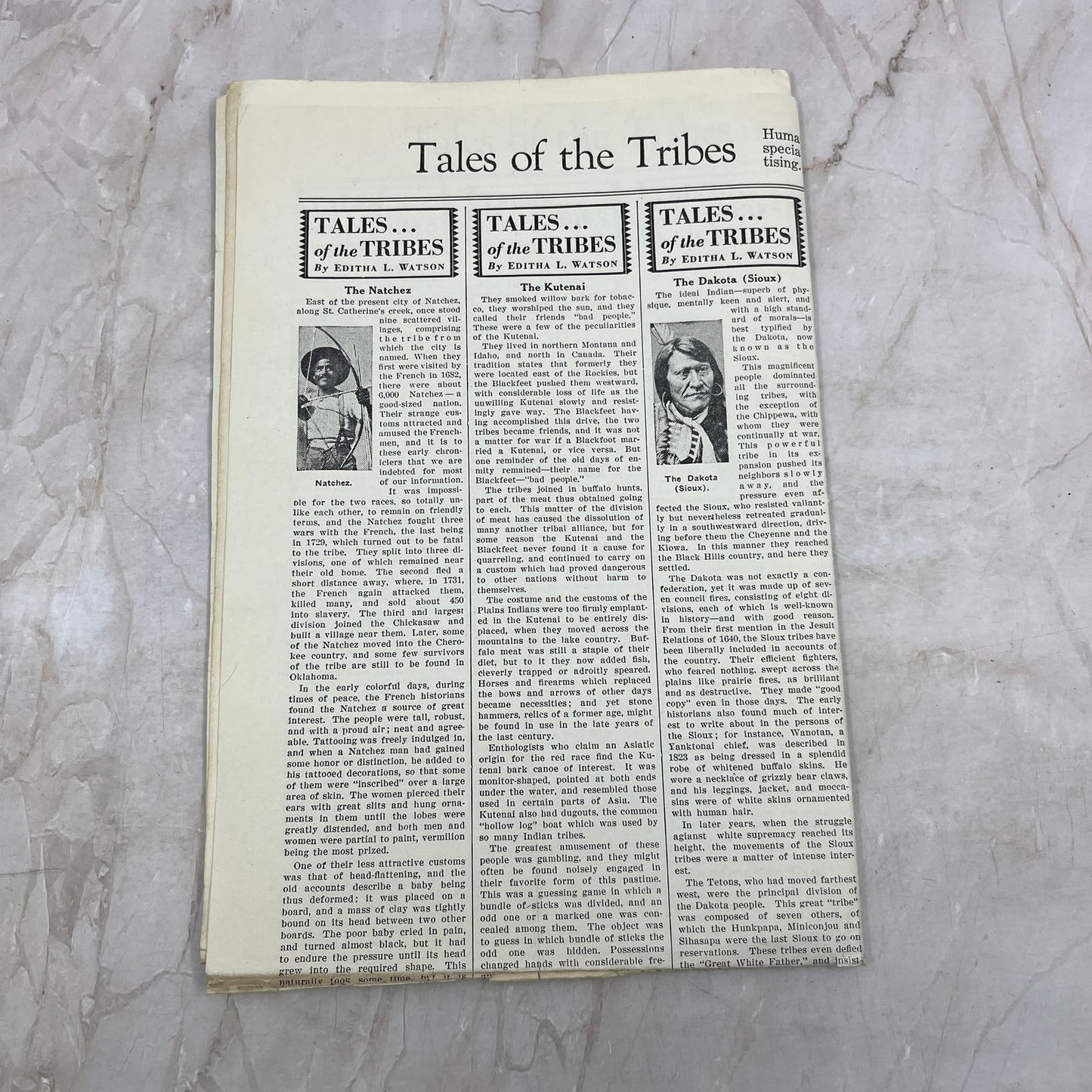1931 Western Newspaper Union Tales of the Tribes Newspaper Native Americans AE3