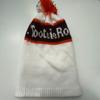 Vintage 1970s Knit Tootsie Roll Stocking Cap Beanie Hat With Pompom TF9
