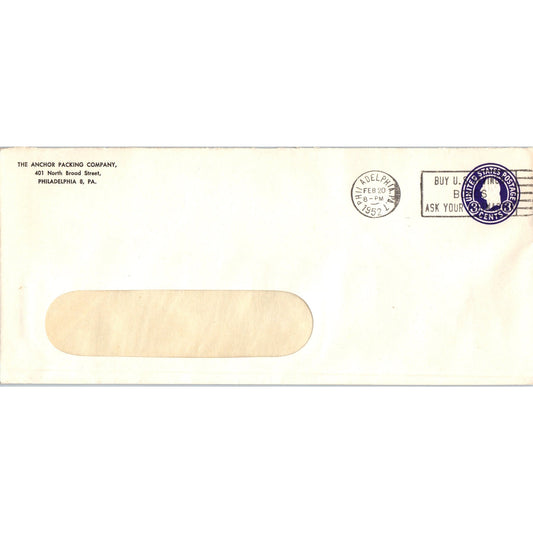 1952 Anchor Packing Philadelphia Savings Bond Cancellation Postal Cover TH9-L1