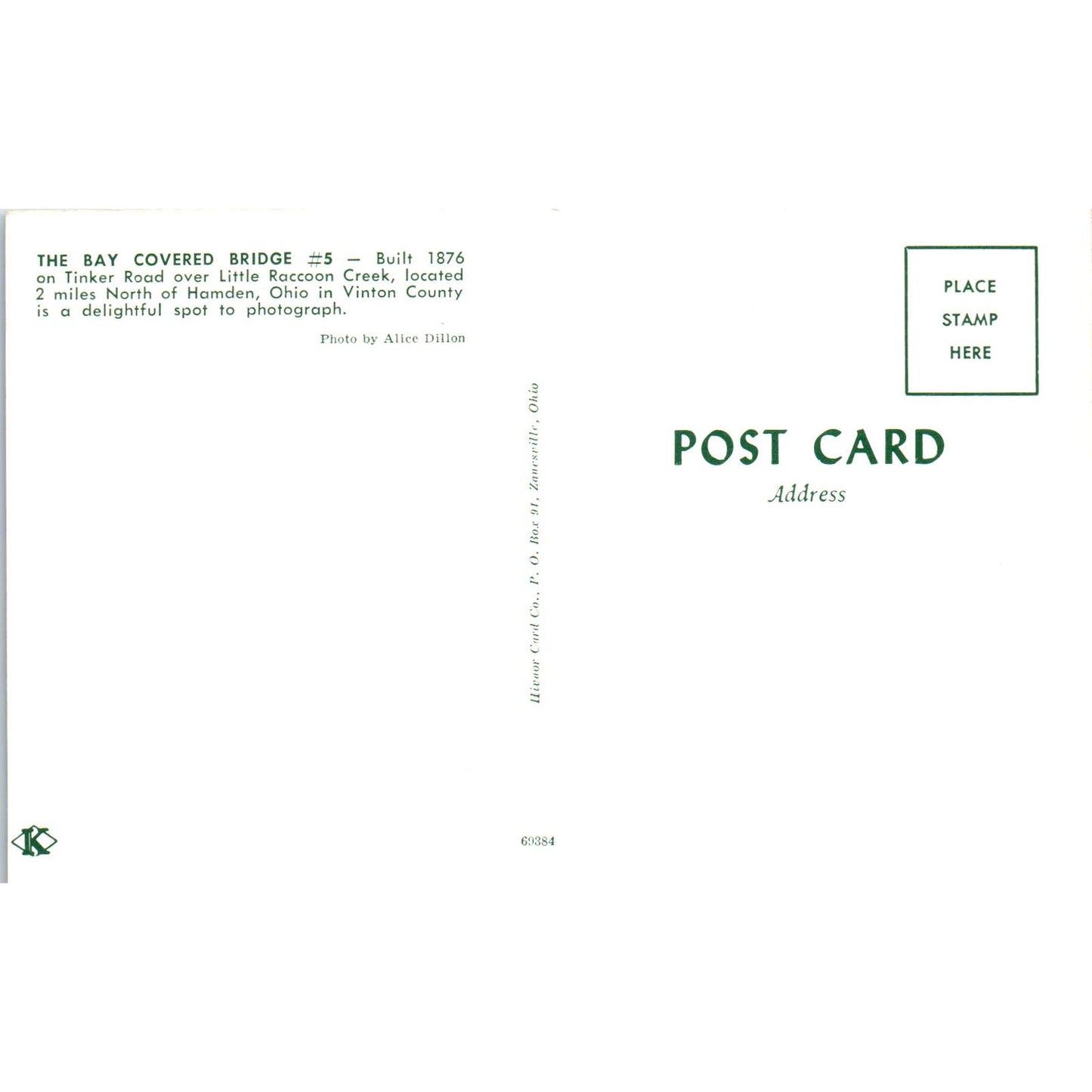 Bay Covered Bridge #5 Hamden OH Covered Bridge Postcard PB11