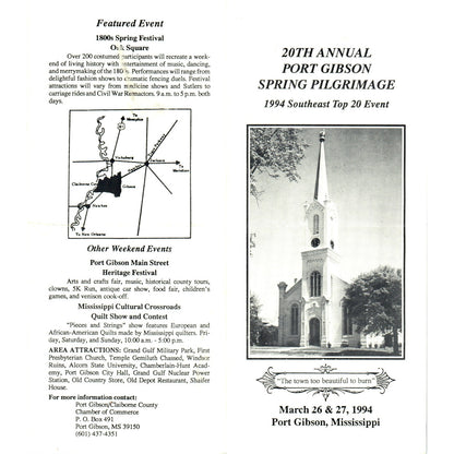 Vintage 20th Annual Port Gibson Spring Pilgrimage Mississippi Brochure TF4-B3