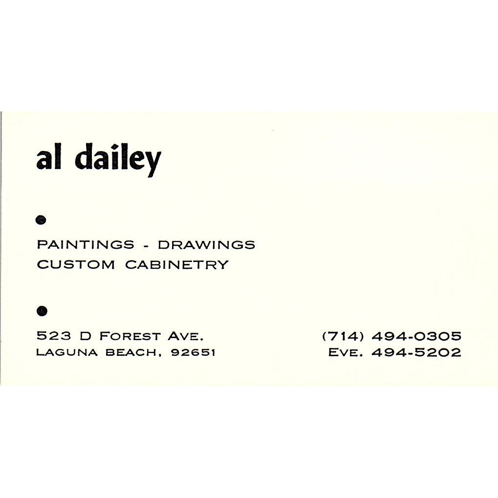 Al Dailey Artist Laguna Beach CA Vintage Business Card SE3-B11