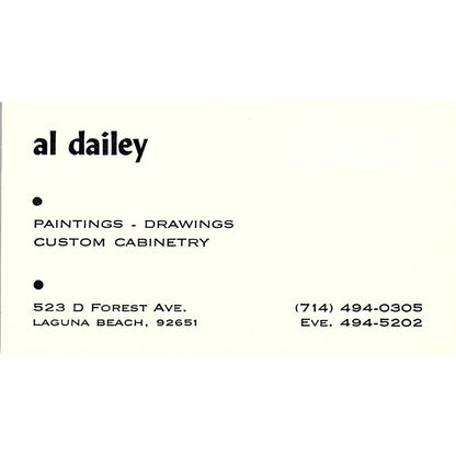 Al Dailey Artist Laguna Beach CA Vintage Business Card SE3-B11
