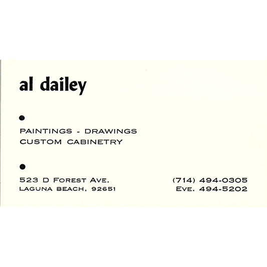 Al Dailey Artist Laguna Beach CA Vintage Business Card SE3-B11