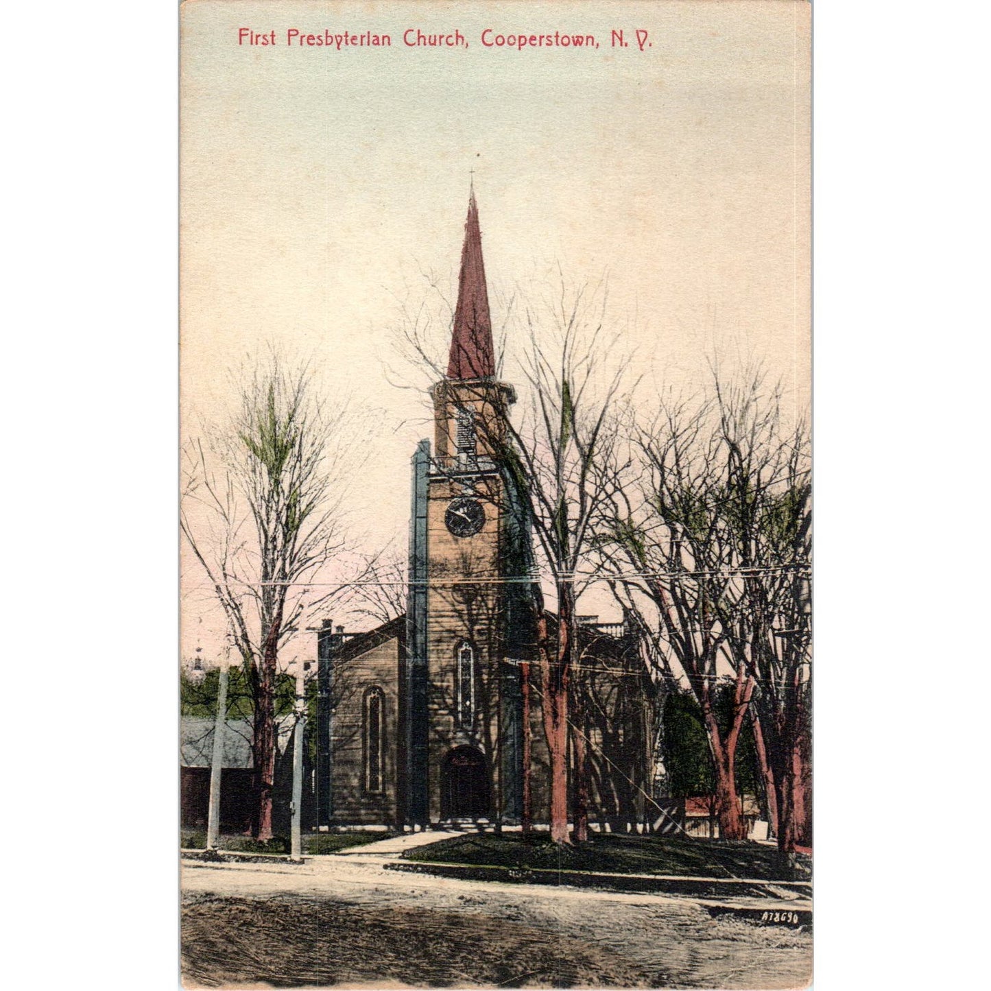 c1910 First Presbyterian Church Cooperstown NY Original Postcard PC9