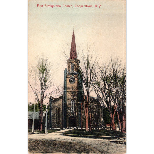 c1910 First Presbyterian Church Cooperstown NY Original Postcard PC9