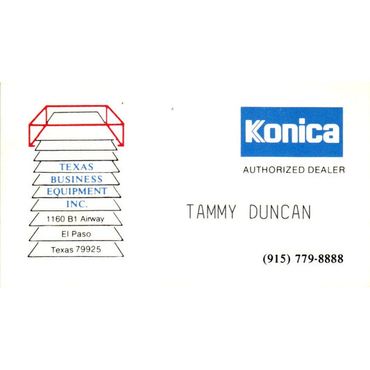 Tammy Duncan Konica Texas Business Equipment El Paso Vtg Business Card SE3-B3