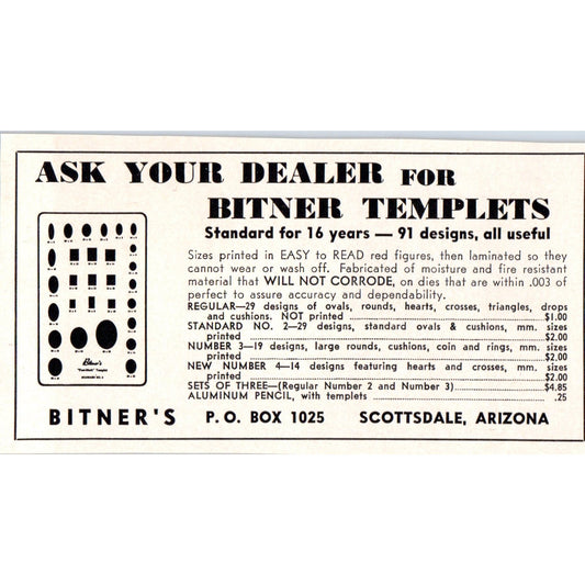 Bitner Lapidary Templates Scottsdale Arizona 1964 Magazine Ad AB6-M3