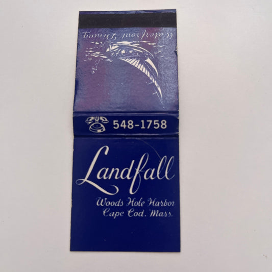 Landfall Dining Woods Hole Harbor Cape Cod MA Vintage Matchbook Cover TB8-MB-3