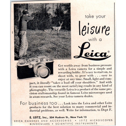 Leisure with a Leica Camera E. Leitz New York 1951 Magazine Ad AF1-MF1