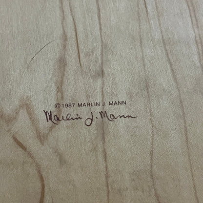 Vintage 1987 Pheasant Art Print on Belgian Wood Veneer by Marlin J Mann - 16x20"