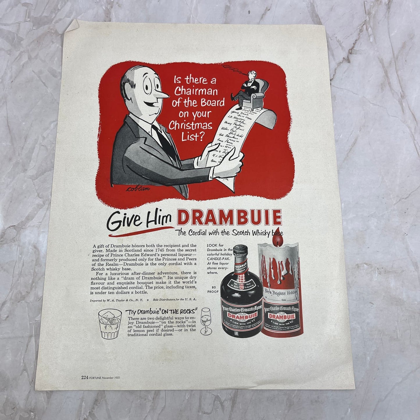 Drambuie Cordials W.A. Taylor & Co NY 1951 Magazine Ad FL6-10