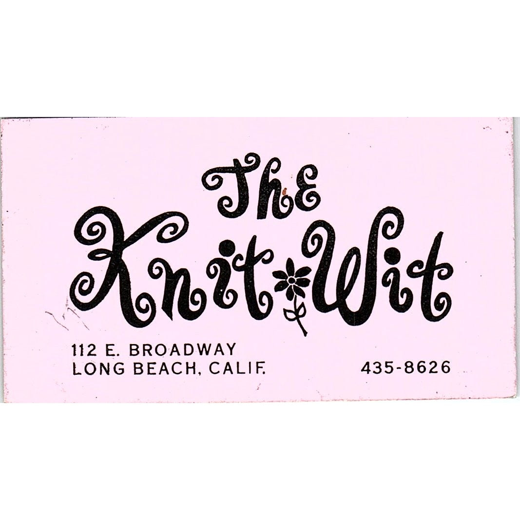 The Knit Wit Long Beach CA Vintage Business Card SE5-B3