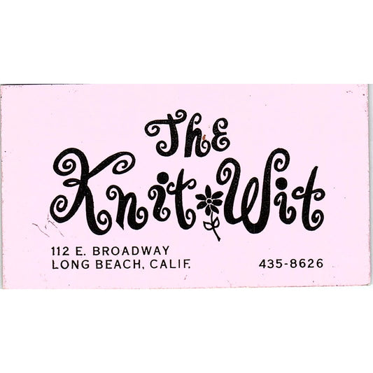 The Knit Wit Long Beach CA Vintage Business Card SE5-B3