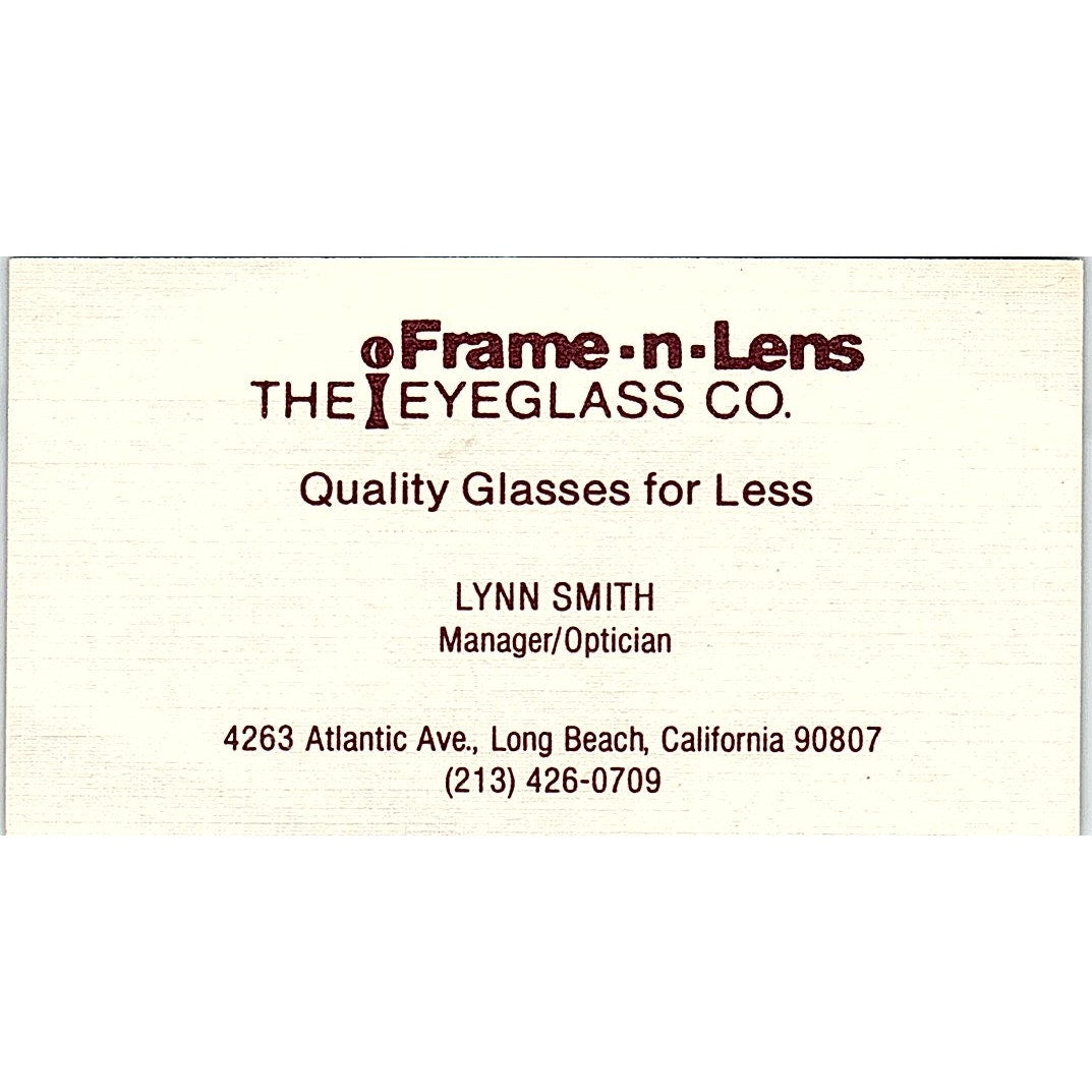 The Eyeglass Co. Lynn Smith Long Beach California Vintage Business Card SB4-B3