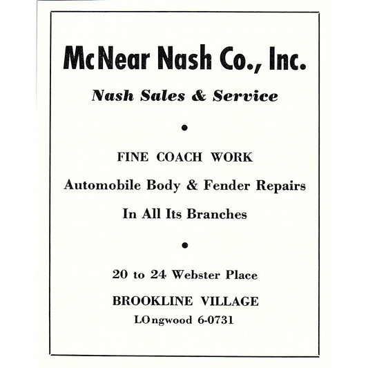 McNear Nash Co Inc Brookline Village MA 1950 Ad AF6-M8