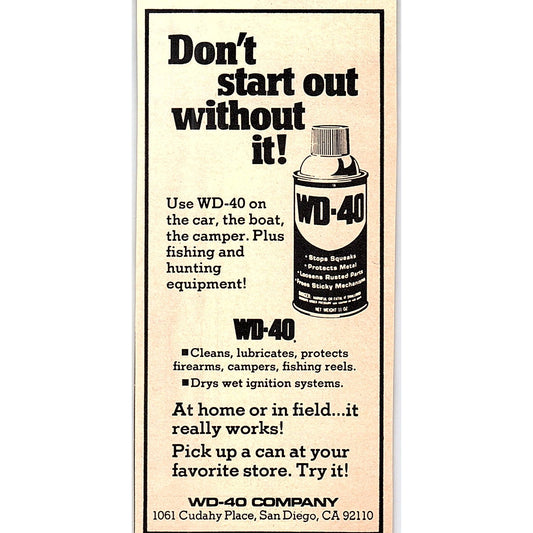 WD-40 Don't Start Out Without It - San Diego CA 1977 Ad AF6-5