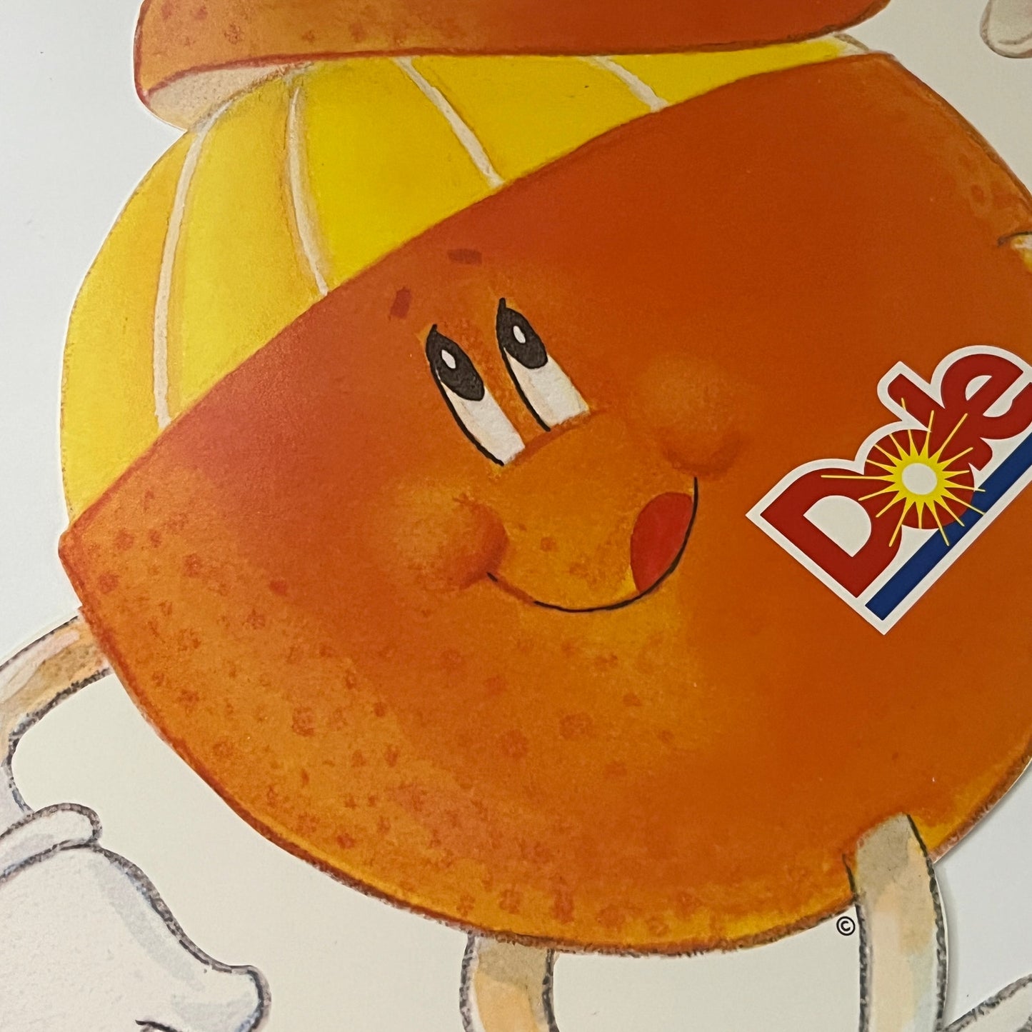 Original 1992 Dole Orange Two Sided Advertising Store Display Sign 9x16"