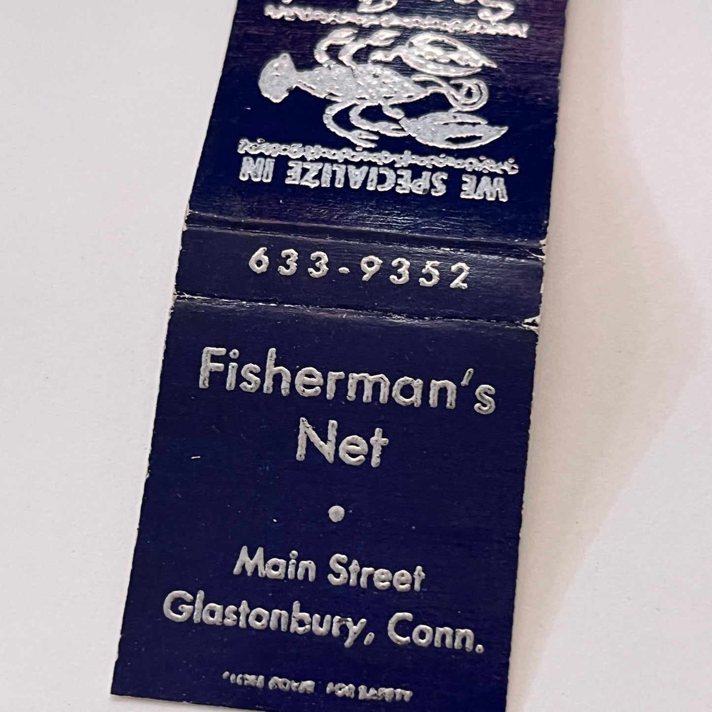 Fisherman's Net Main Street Glastonbury CT Vintage Matchbook Cover TB6-MB1-10