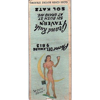 Grand Rush Tavern Sol Katz 521 Rush Street Chicago Pinup Matchbook Cover SF3-Y5