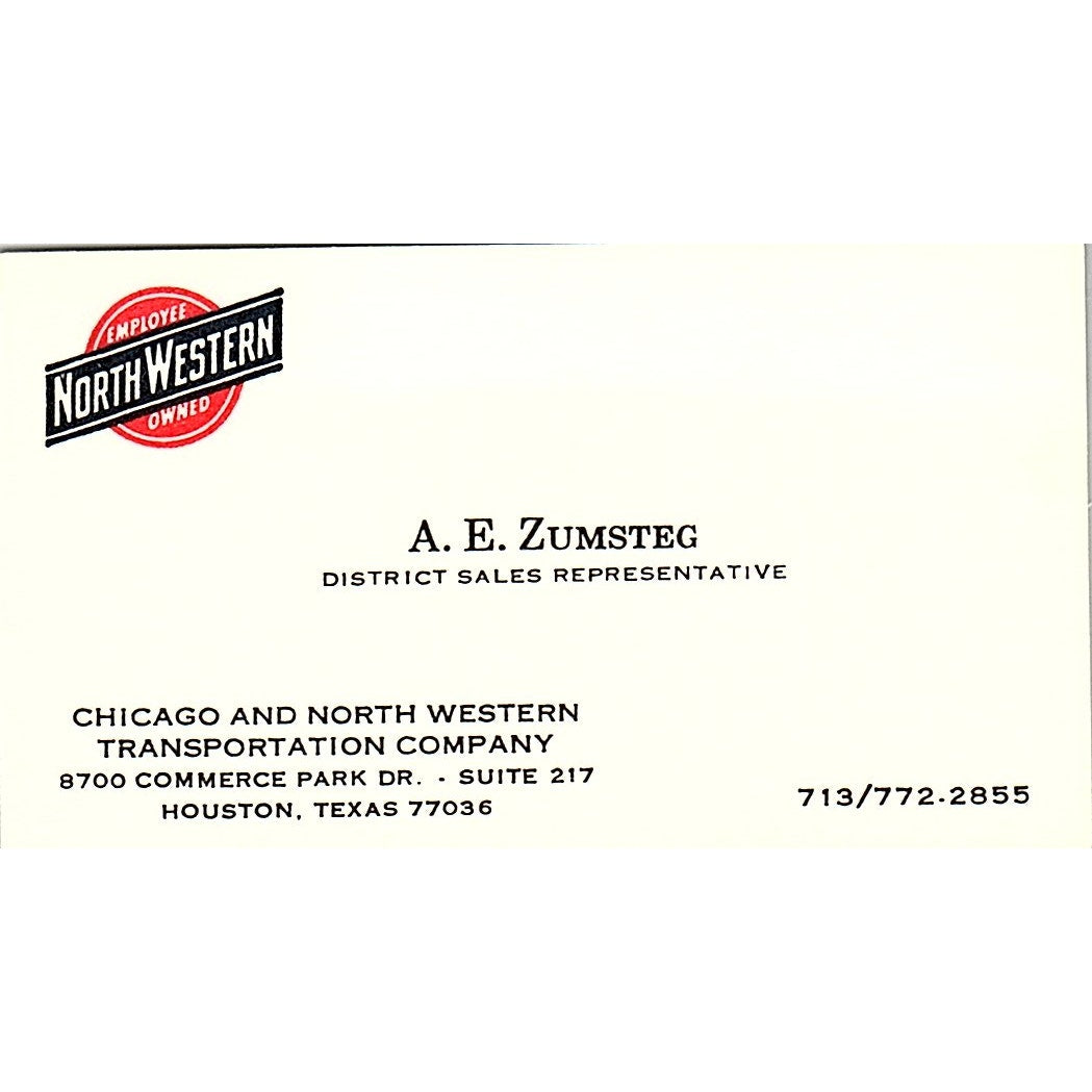 Chicago & North Western Transportation Zumsteg Houston TX Business Card SB4-B5